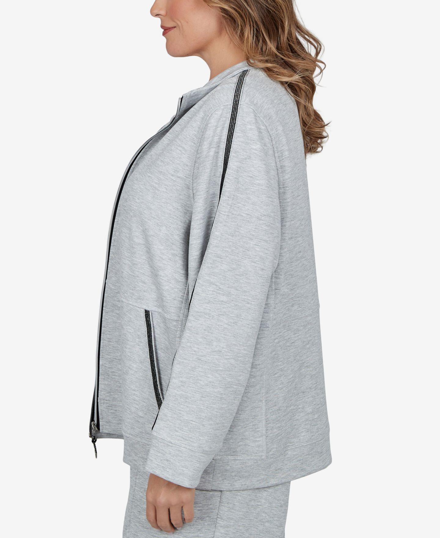 Женская куртка Alfred Dunner Plus Size Fleece Long-Sleeve, цвет: Granite — фото 3