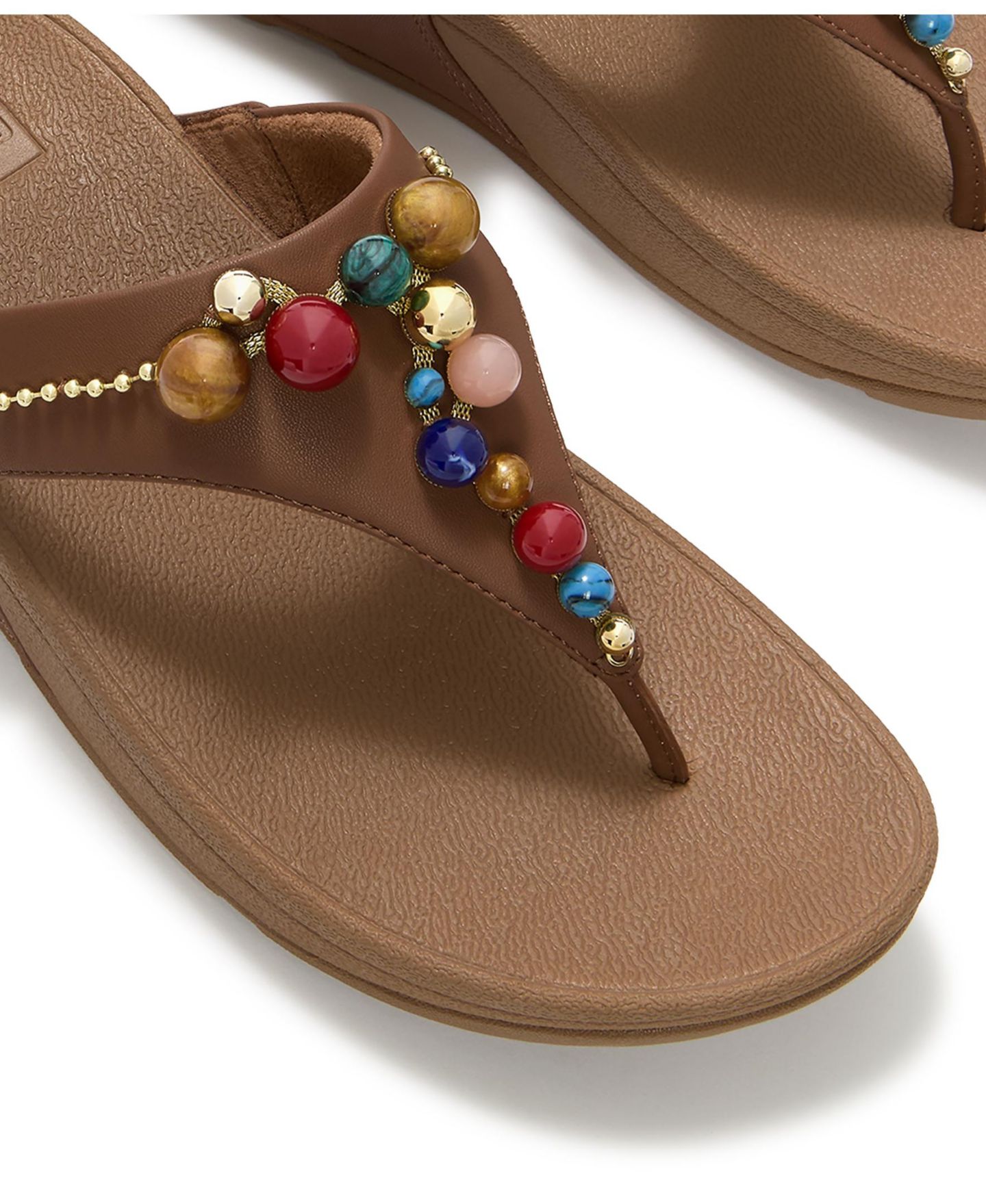 Женские сандалии FitFlop Lulu Beaded Toe Post Slip-On Wedge, цвет: Чёрный — фото 7