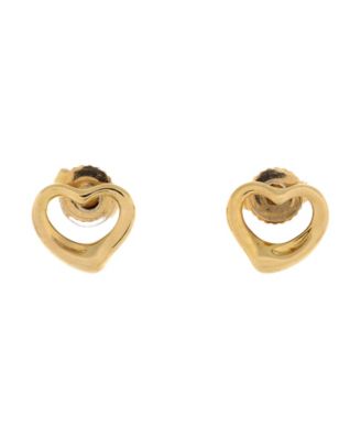 Tiffany & Co Open Heart Stud Earrings in 18k Yellow Gold