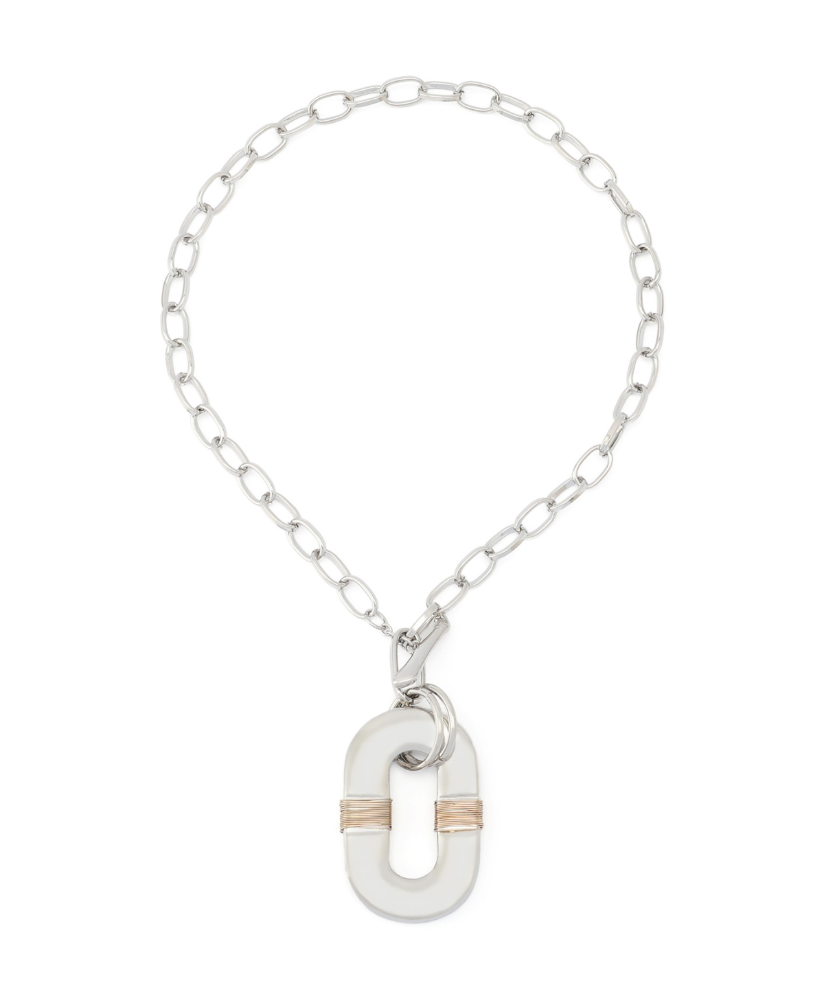 Robert Lee Morris Soho Oval Link Wire Wrapped Short Pendant Necklace - Two-Tone