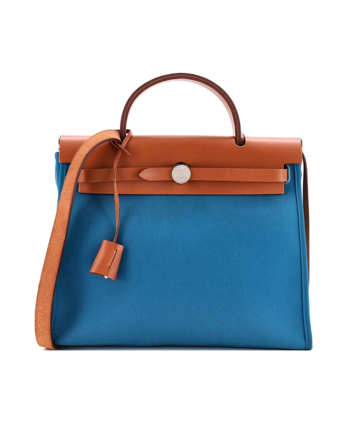 Pre-Owned Hermes 31 Herbag Zip Leather and Toile - Blue