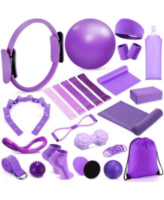 Home Pilates Equipment Set Complete Workout Kit with Resistance Bands Yoga Ball and Carry Bag