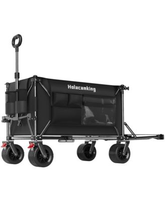 58" 360L Collapsible Wagon,500LBS Heavy Duty Utility Cart with Extended Tailgate,All Terrain Brake Wheels for Camping Beach Shopping Sports