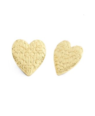 Textured Hearts Post Back Stud Earrings