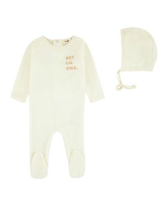 Baby Boys' Hey Lil One Velour Long-Sleeve Footie and Bonnet, 2-Piece Set