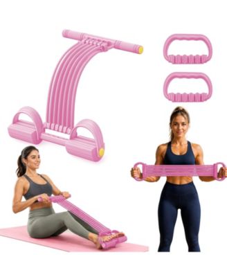 Adjustable 10 Tubes Resistance Band Set with Handles and Pedals for Full Body Home Workout