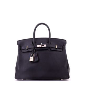 Pre-Owned HERMES Birkin 25 Handbag Black Swift with Palladium Hardware