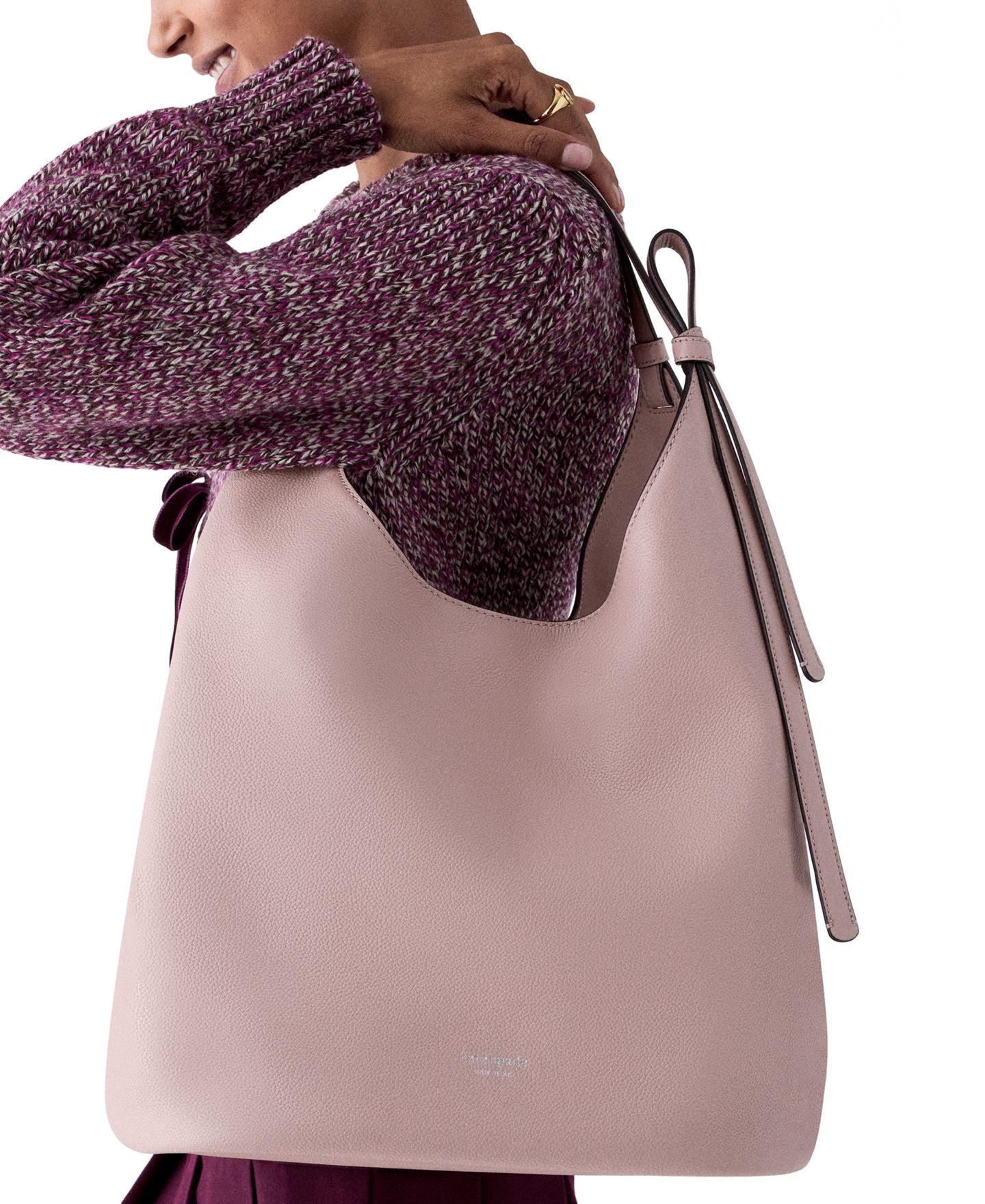 Женская сумка Kate Spade New York Loop Extra-Large Leather Satchel, цвет: Розовый — фото 2