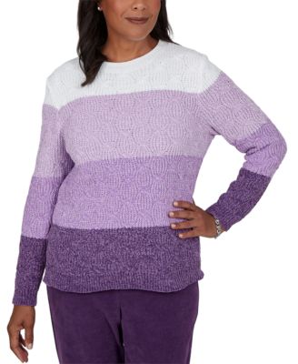 Petite Colorblock Cable-Knit Pullover Sweater