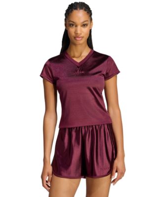 Women's Seasonal Essentials Satin V-Neck Slim T-Shirt
