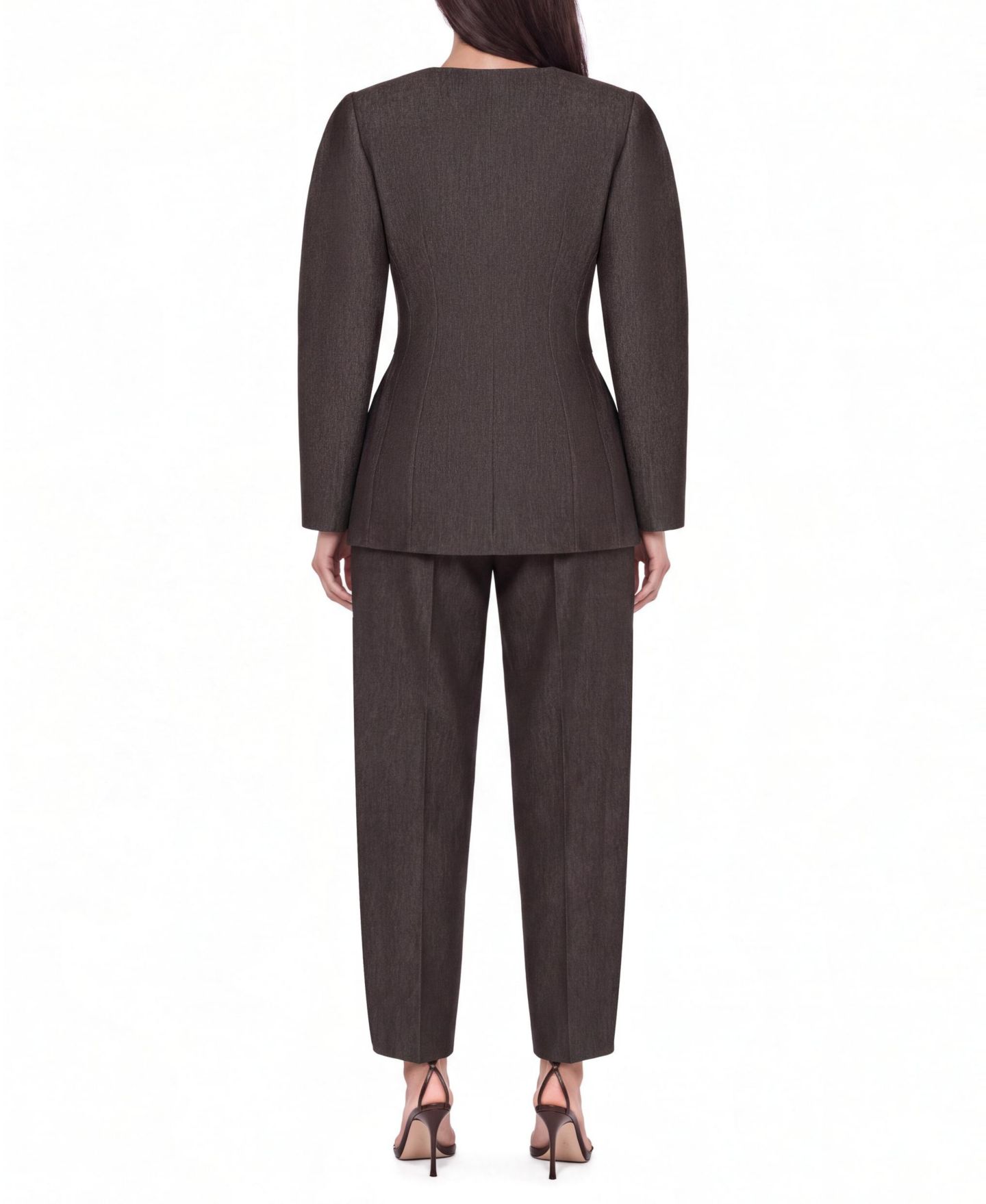 Женская куртка NOCTURNE Croc Effect Belted Collarless, цвет: Коричневый — фото 5