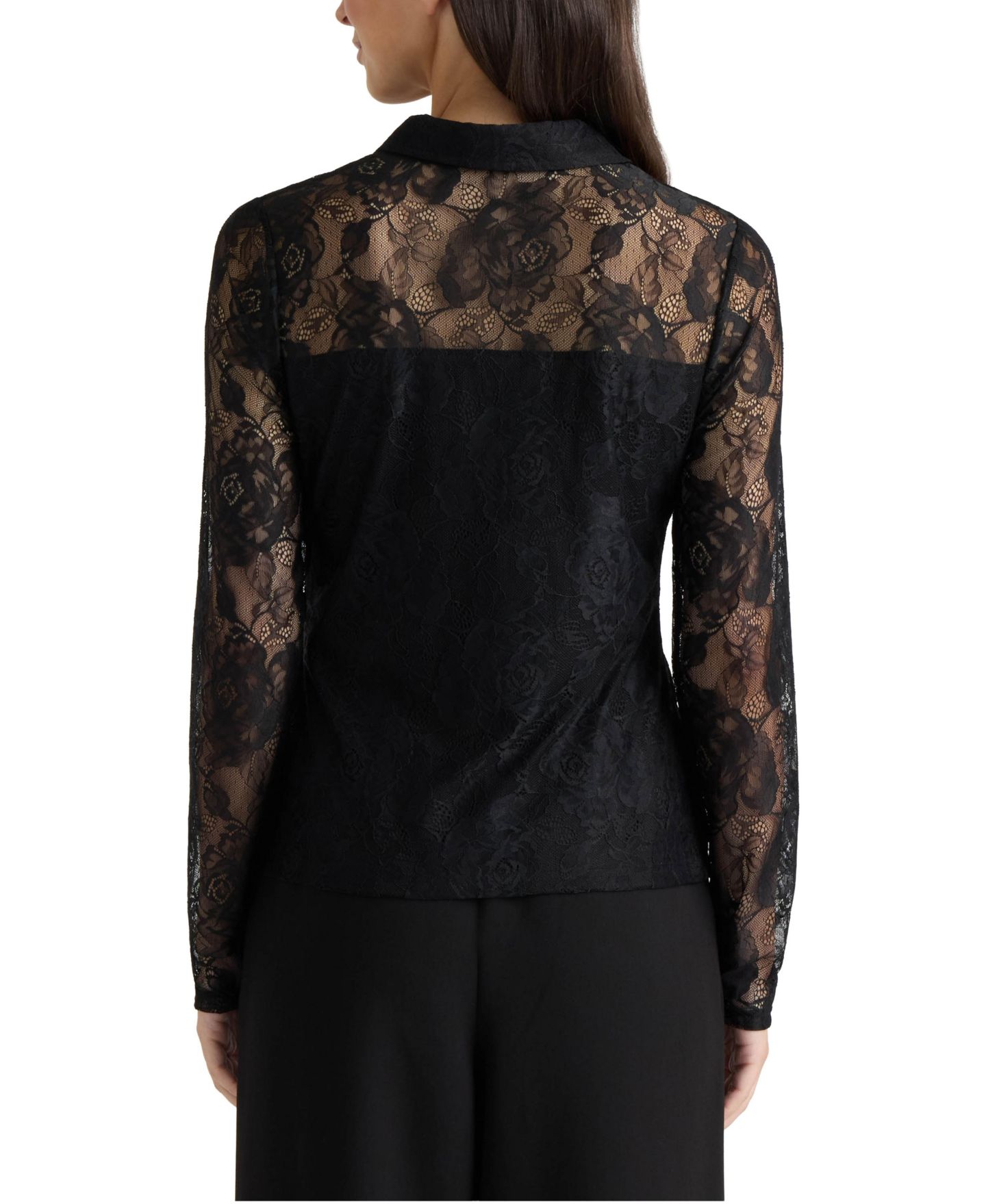 Женская рубашка Ellen Tracy Floral-Print Lace Button-Down, цвет: Чёрный — фото 3