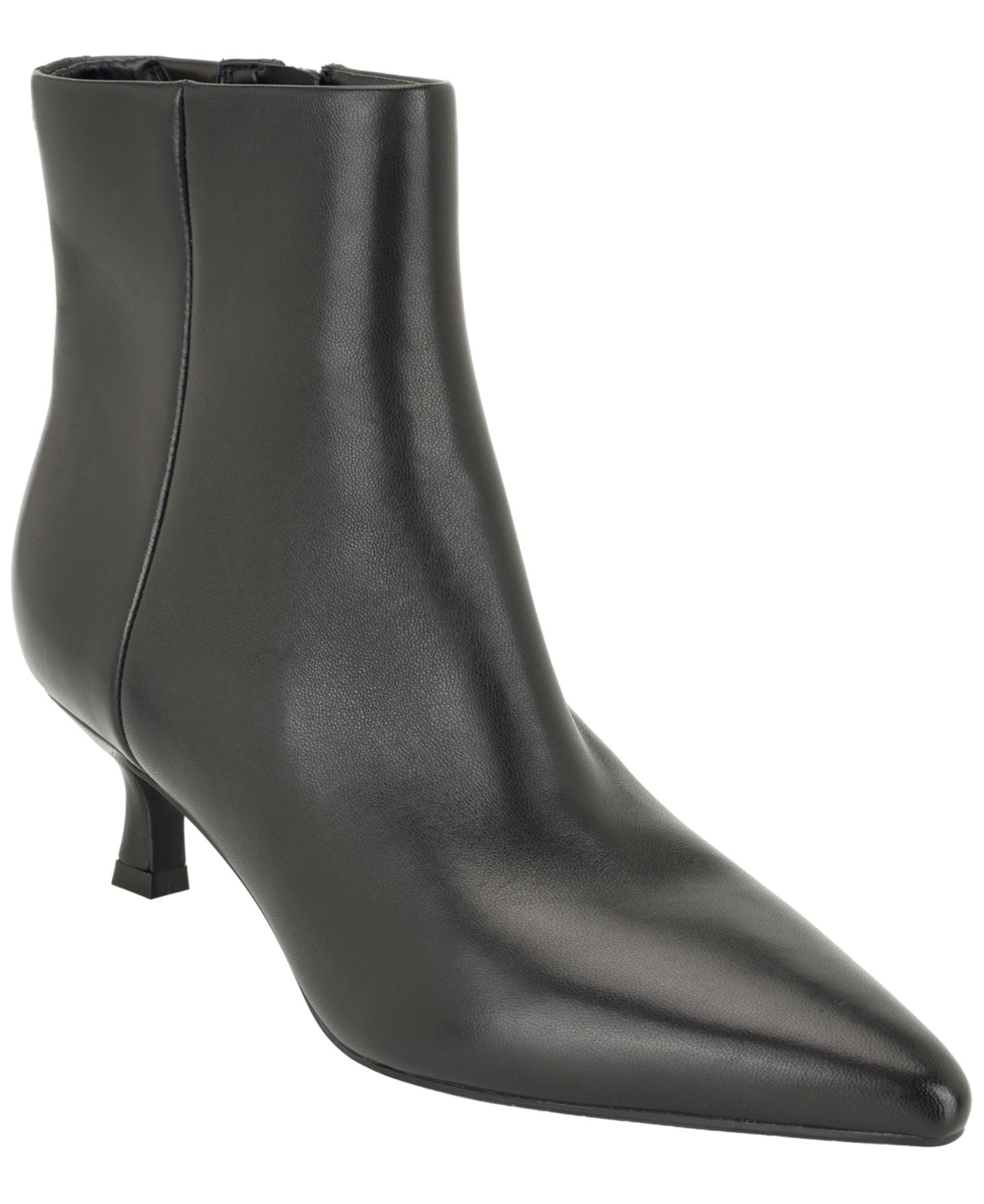 Женские ботинки Calvin Klein Austina Pointed Toe Kitten Heel Booties, цвет: Чёрный кожаный — фото 1