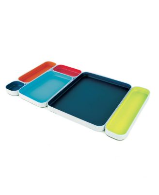 5 Piece Metal Drawer Organizer Tray Set Nestable Mix and Match Storage