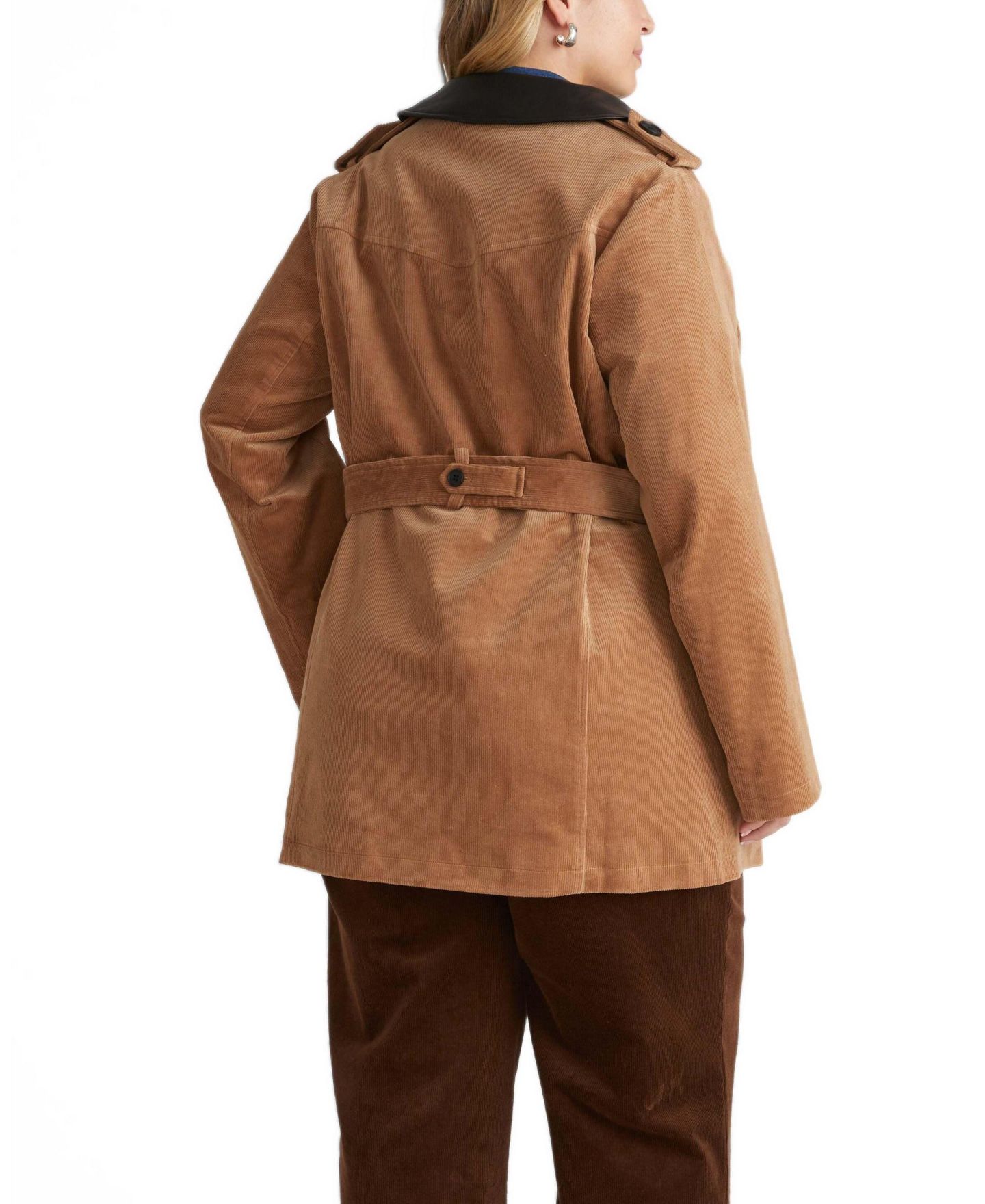 Женское пальто Universal Standard Plus Size Cortland Stretch Corduroy Short Trench, цвет: Верблюжий — фото 2