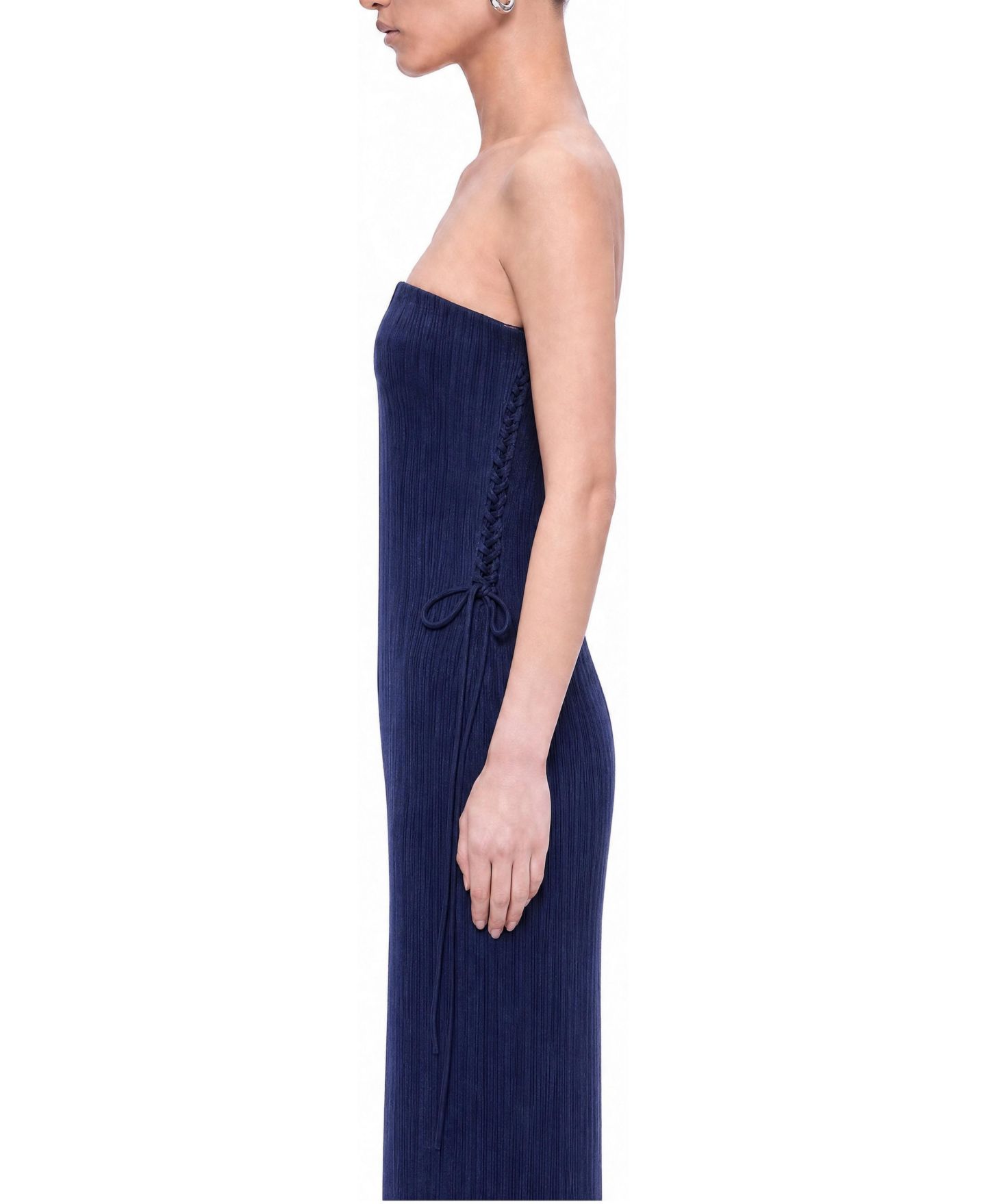 Женское платье NOCTURNE Lace-Up Strapless Midi, цвет: Тёмно-синий — фото 3