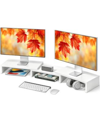 Adjustable Monitor Stand Riser Multi Monitor Desk Organizer With Storage