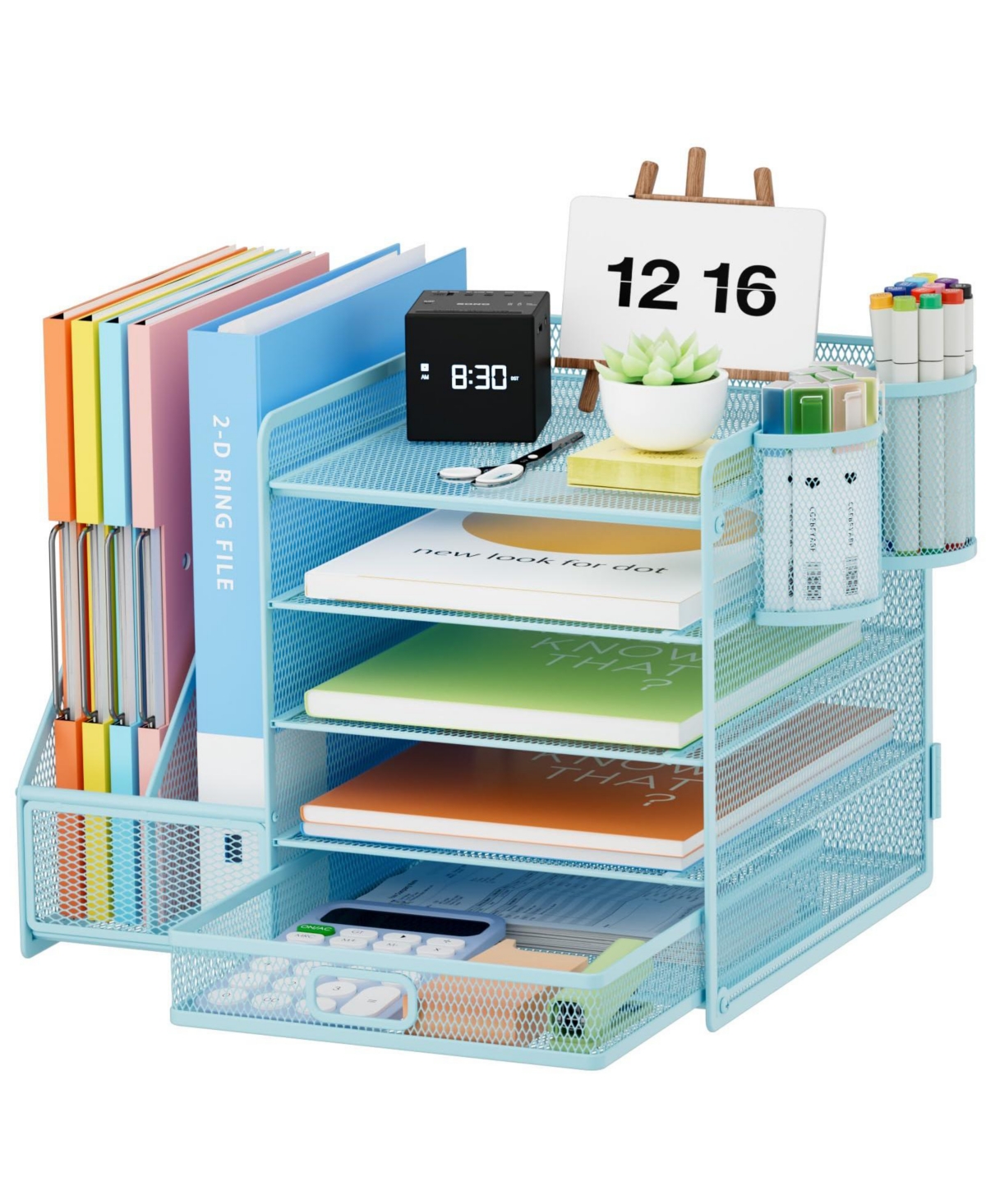 Four Candies 5 Tier Desk Organizer With File Holder Magazine Rack And Pen Holders