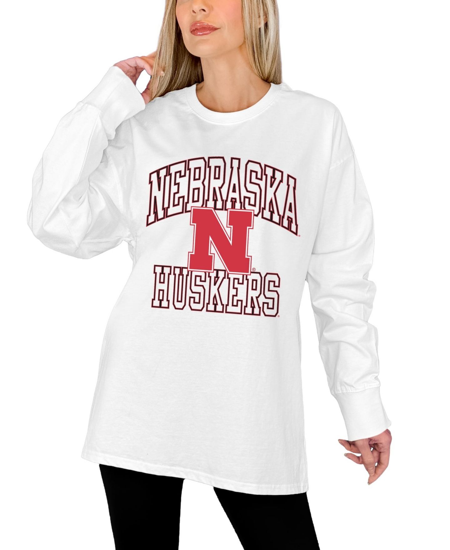 Женская футболка Gameday Couture White Nebraska Huskers Mind Games Oversized Long-Sleeve — фото 2