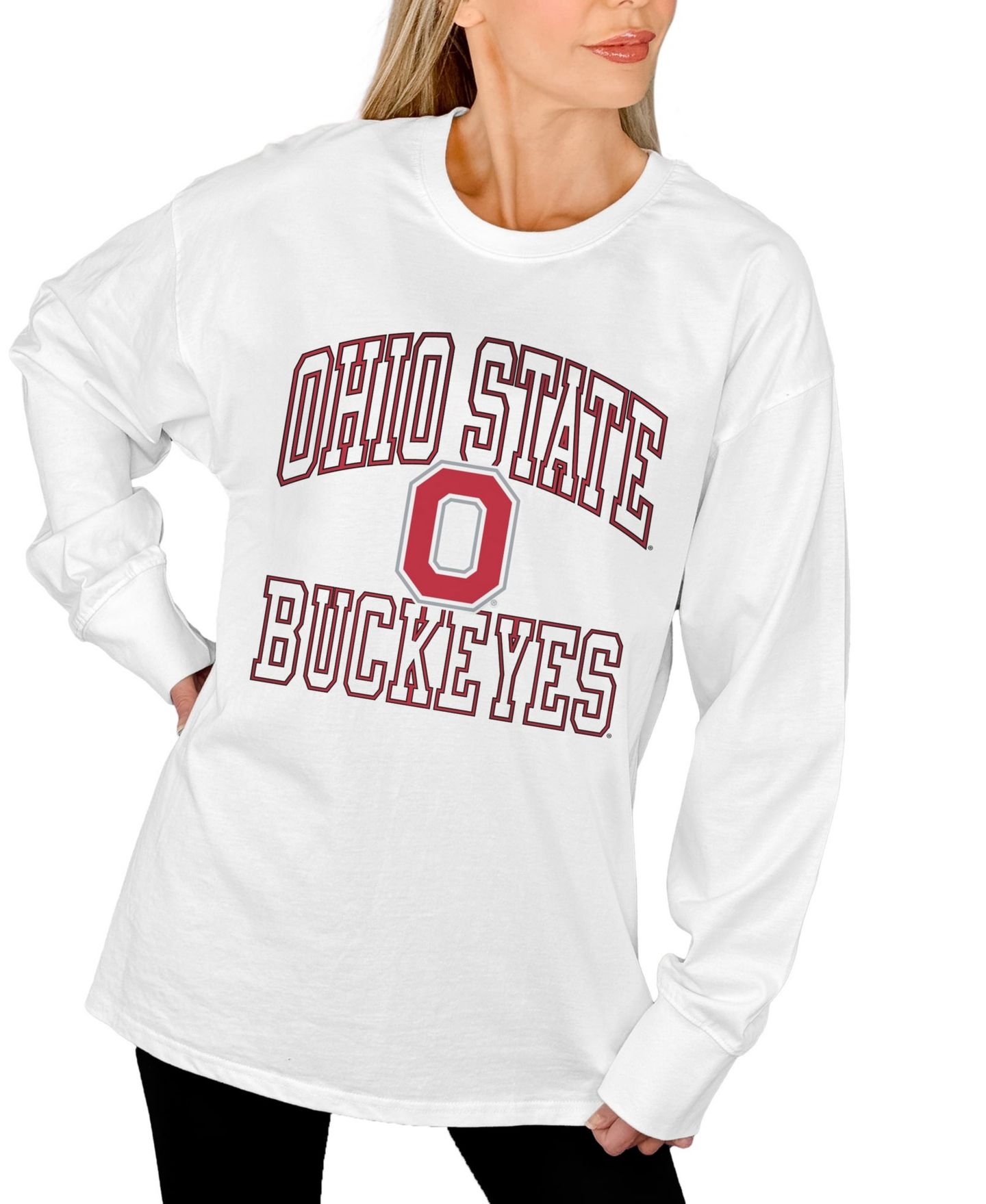 Женская футболка Gameday Couture White Ohio State Buckeyes Mind Games Oversized Long-Sleeve — фото 4