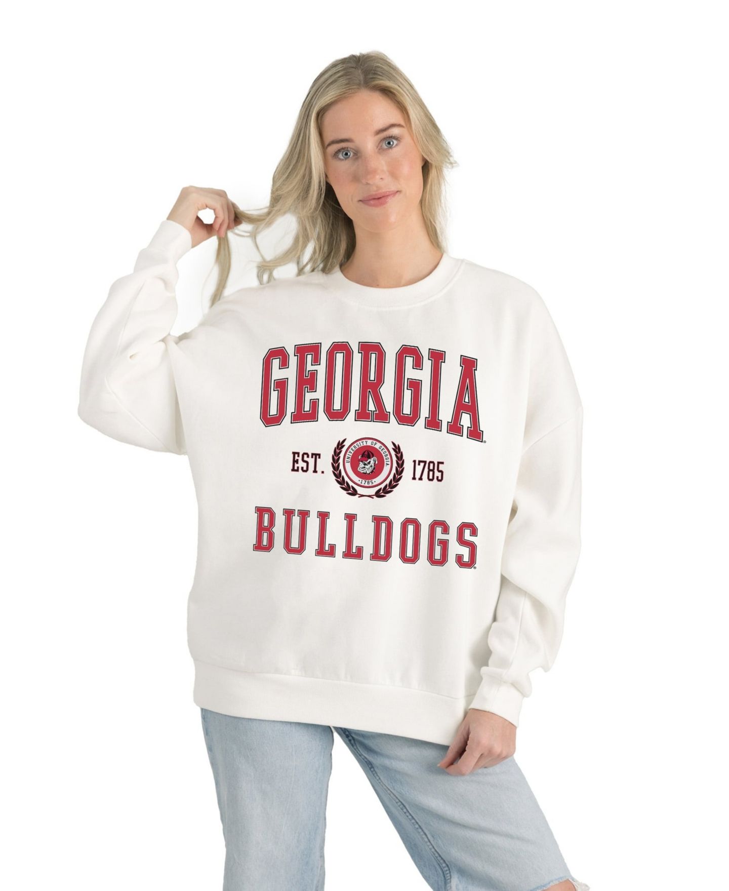 Женская толстовка Gameday Couture White Georgia Bulldogs Premium Fleece Drop Shoulder Oversized Pullover — фото 1