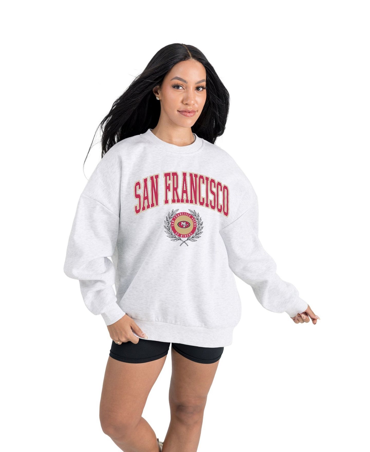 Женская толстовка Gameday Couture Ash San Francisco 49ers Traditional Logo Oversized Premium Fleece Pullover — фото 1