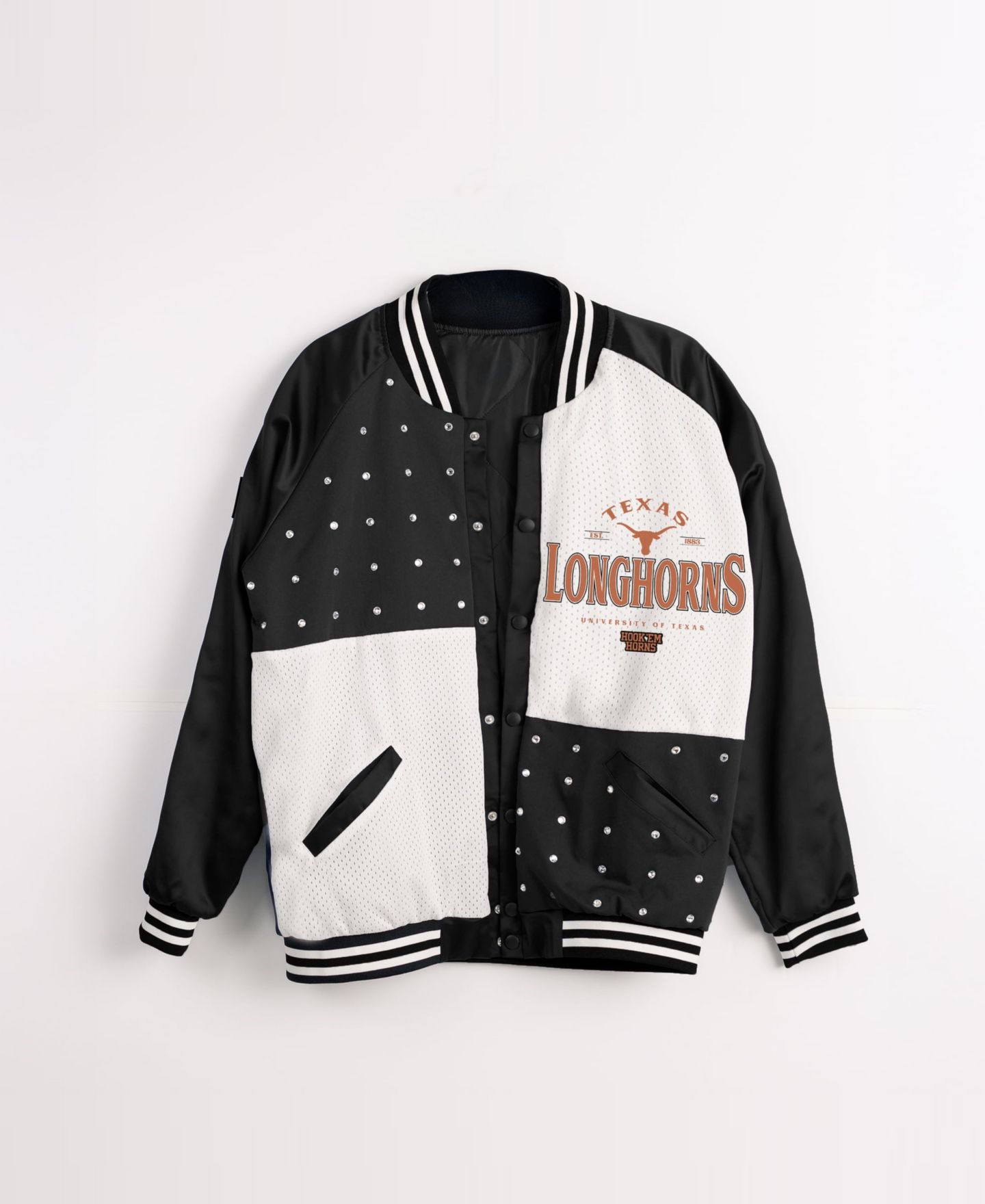 Женская куртка Gameday Couture Black Texas Longhorns Oversized Inner Drive Varsity Rhinestone Full-Snap Bomber — фото 2