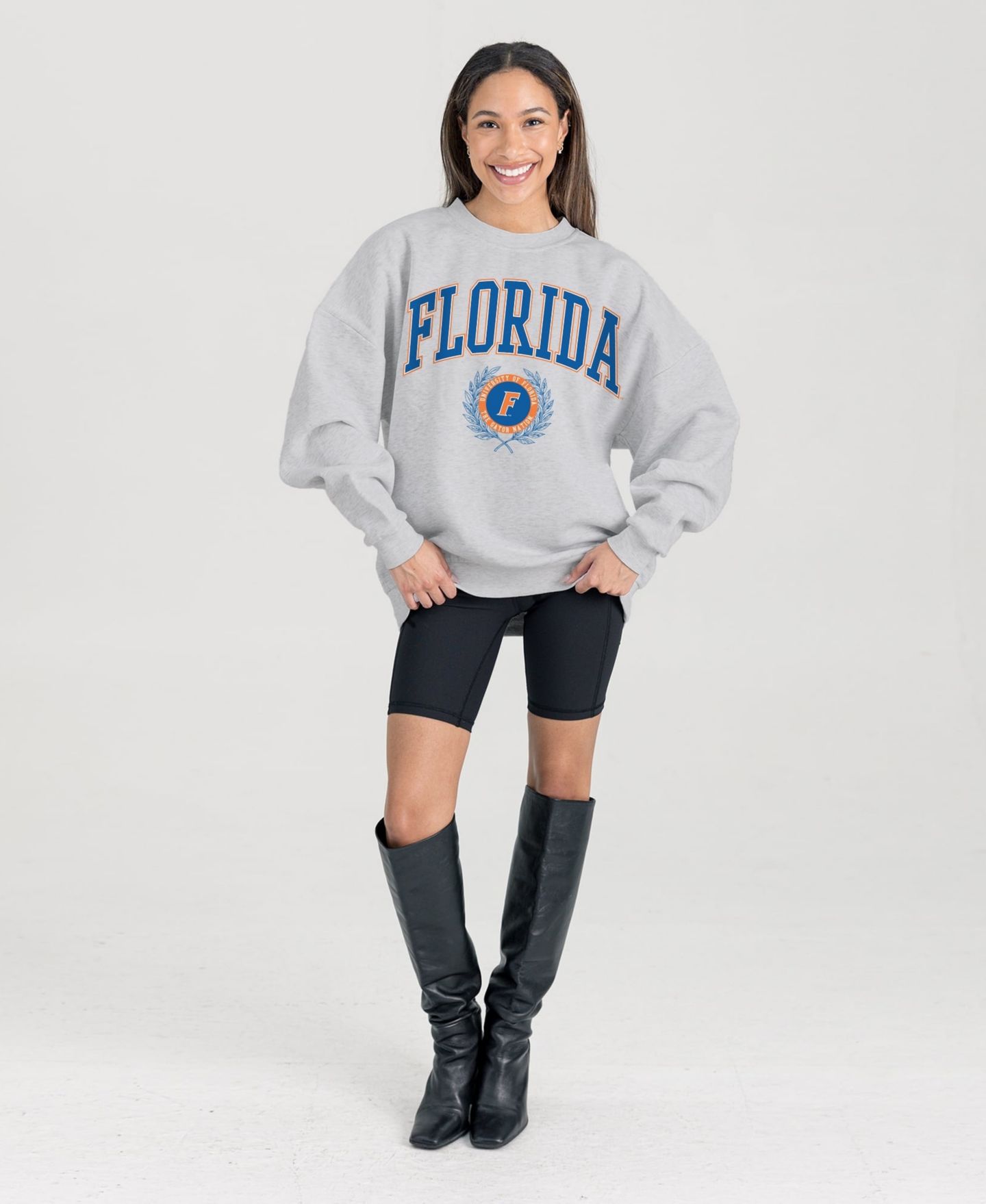 Женская толстовка Gameday Couture Ash Florida Gators Oversized Tradition Refined Premium Fleece — фото 1