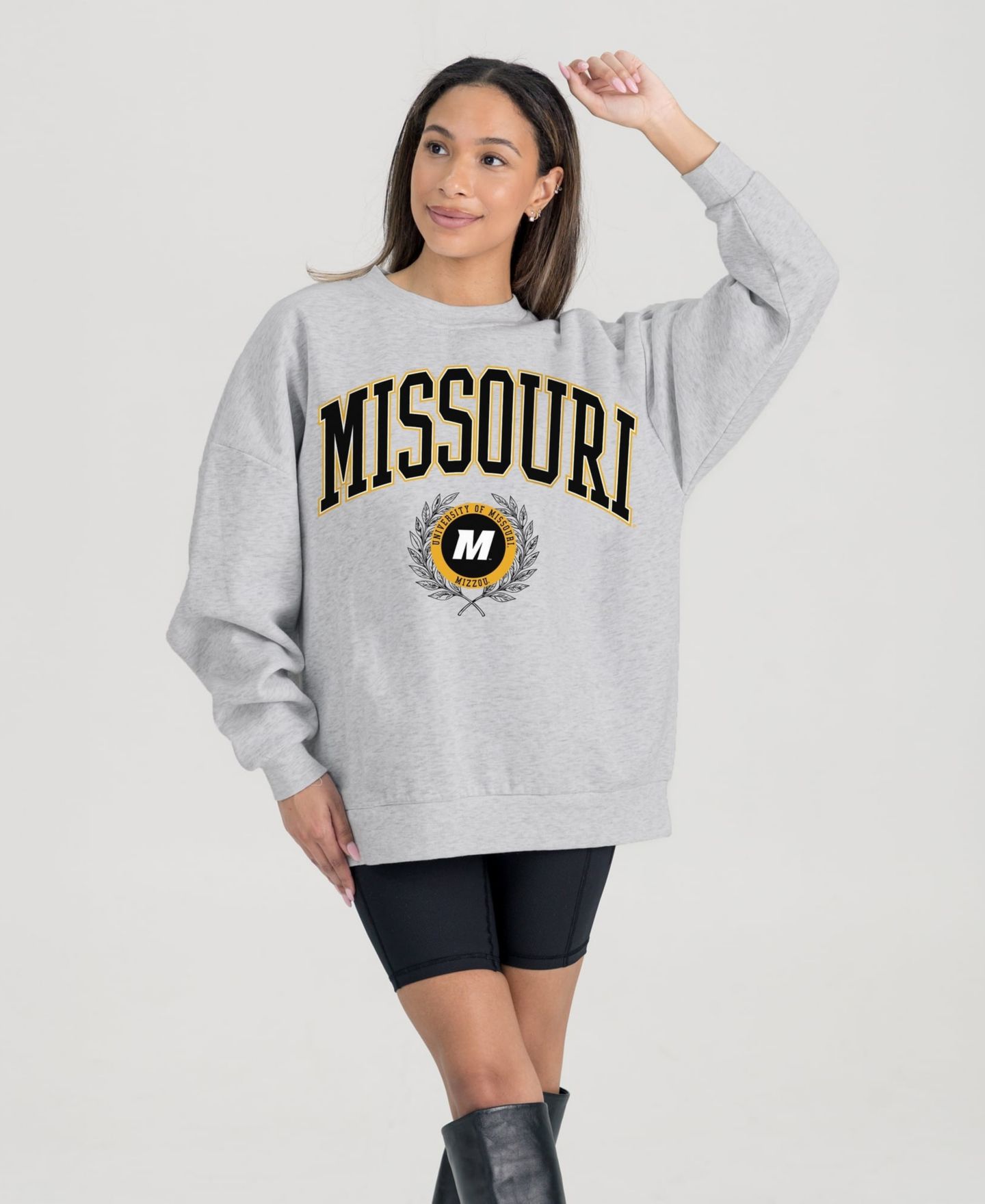 Женская толстовка Gameday Couture Ash Missouri Tigers Oversized Tradition Refined Premium Fleece — фото 2