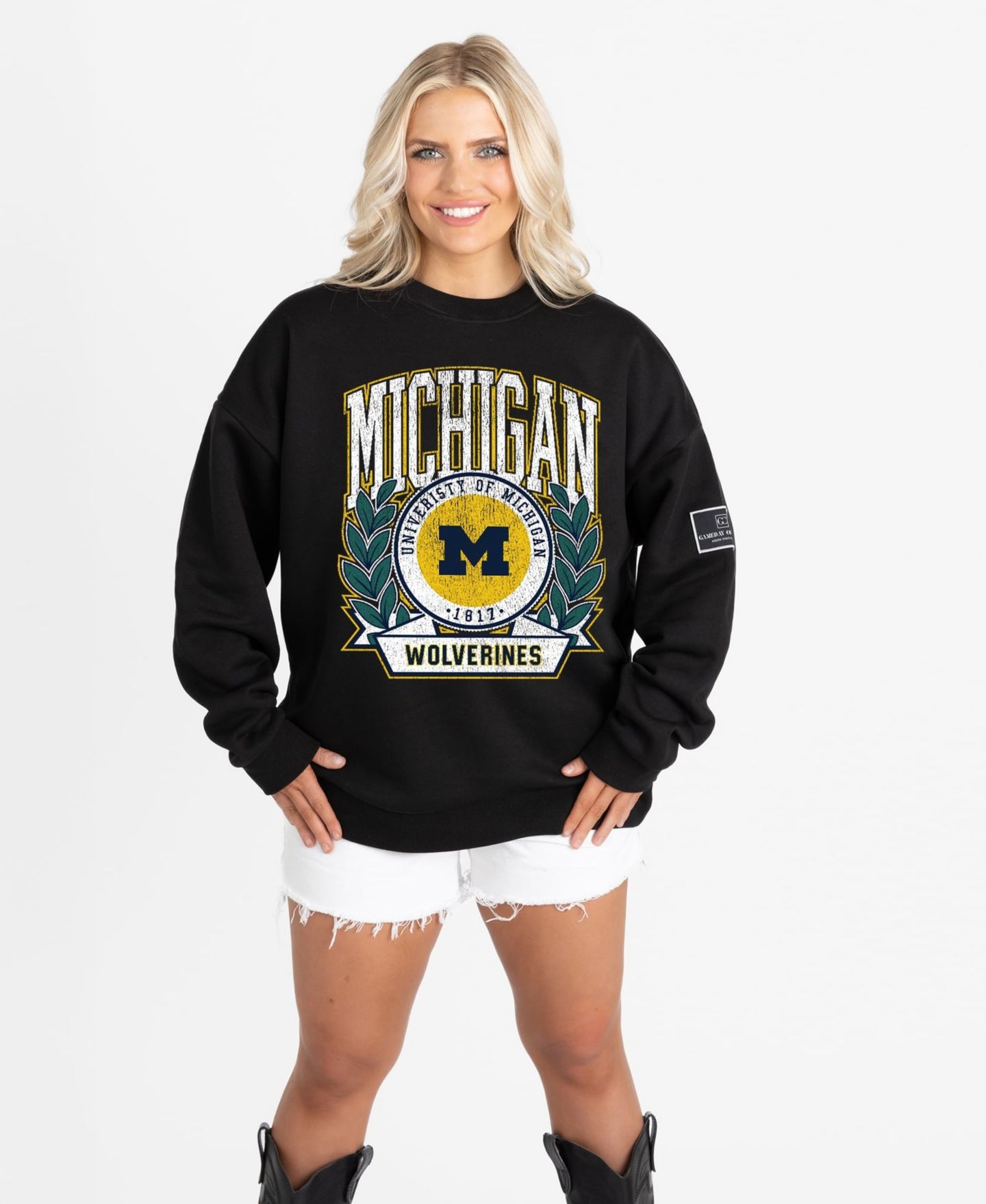 Женская толстовка Gameday Couture Black Michigan Wolverines Oversized Victory Lane Black Label Premium — фото 1