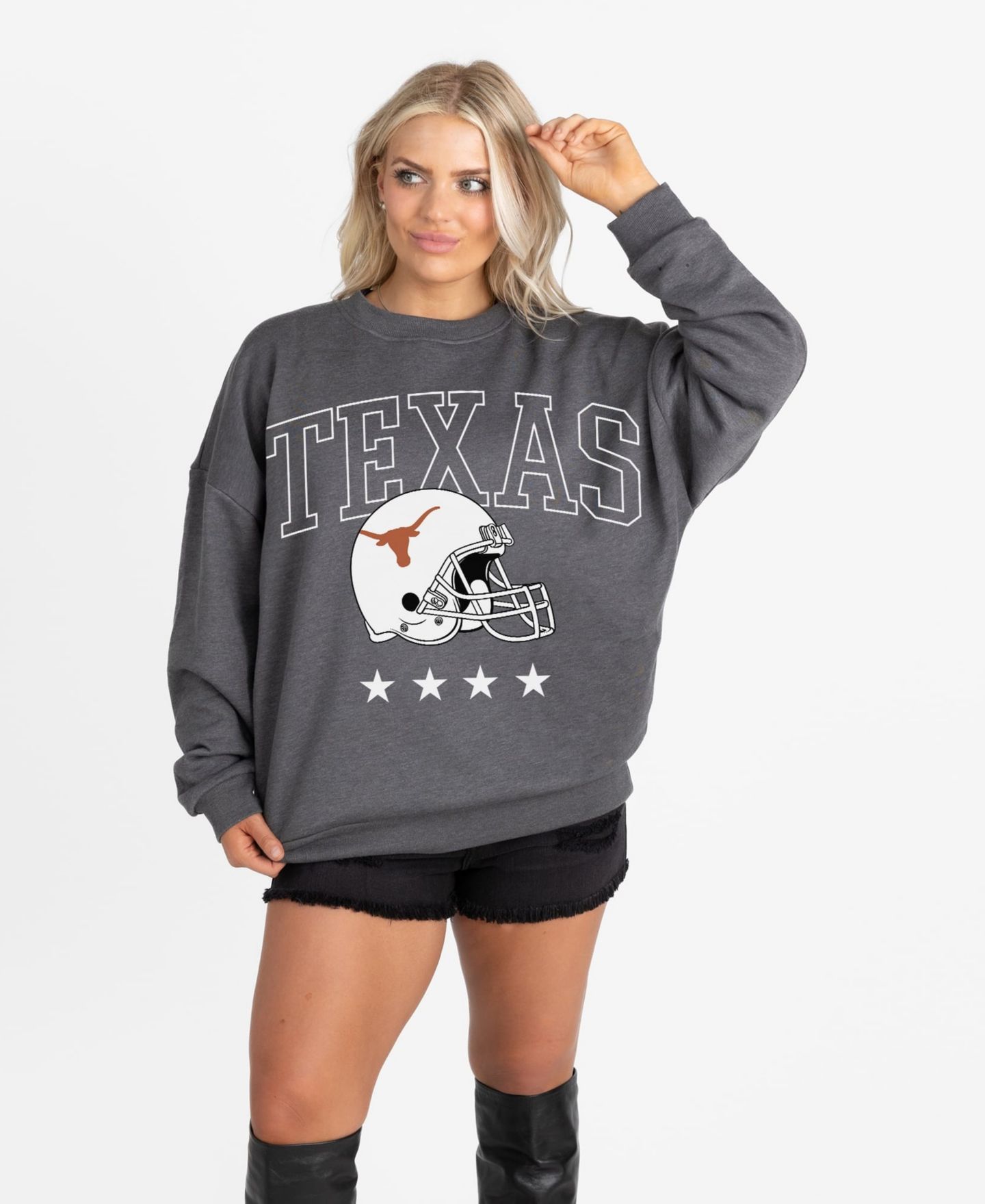 Женская толстовка Gameday Couture Charcoal Texas Longhorns Oversized Rising Stars Premium Fleece Drop Shoulder — фото 1