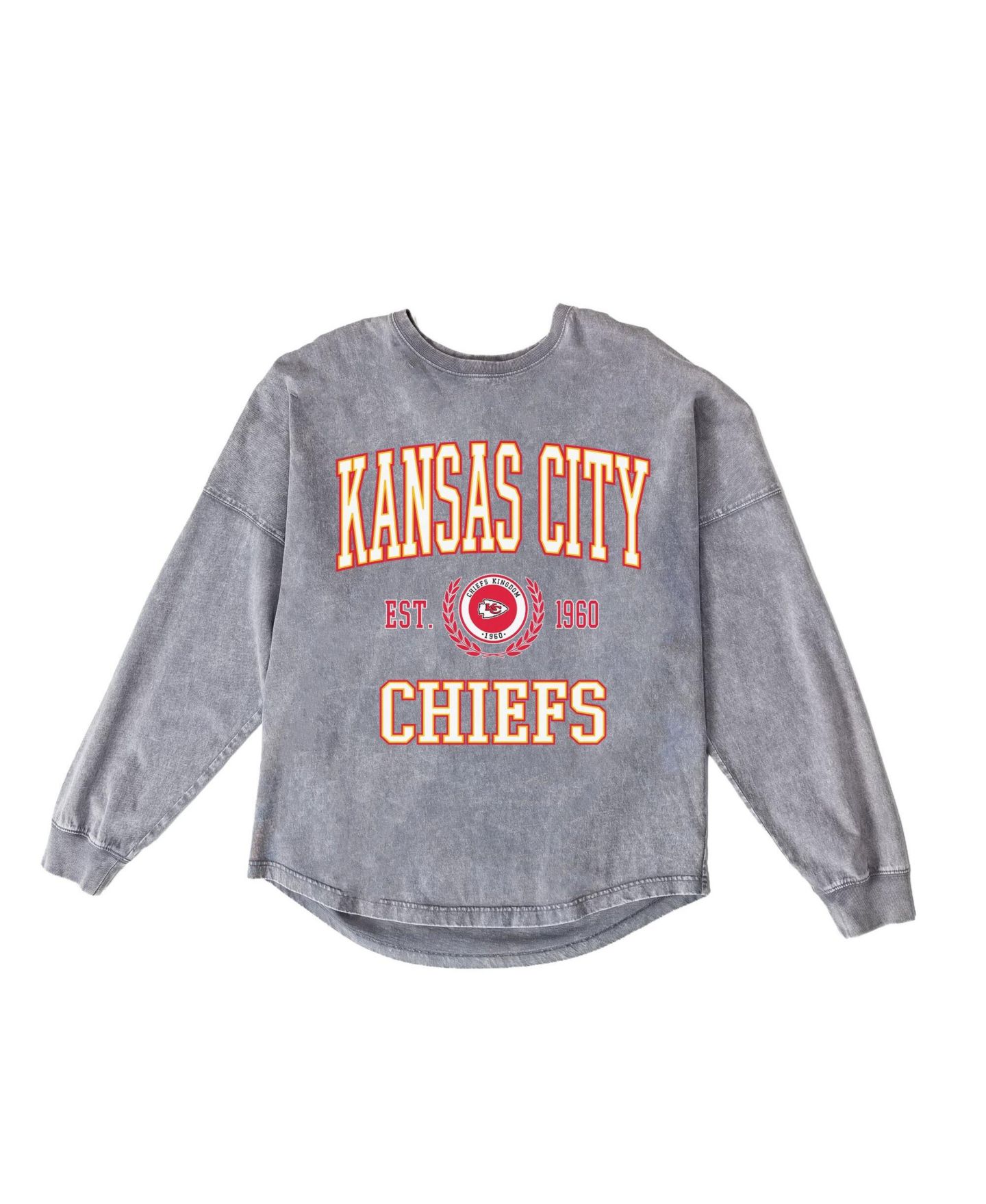 Женская футболка Gameday Couture Gray Kansas City Chiefs Oversized Final Score Snow Wash Long-Sleeve — фото 6