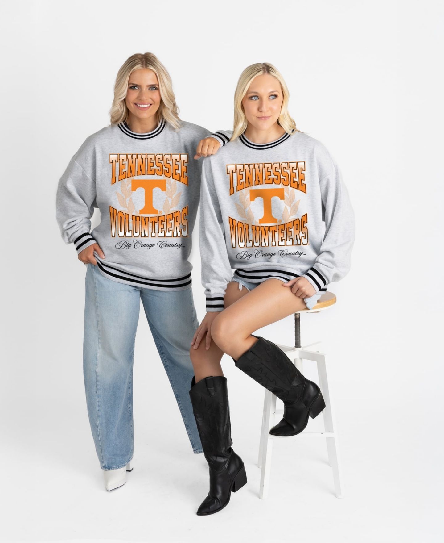 Женская толстовка Gameday Couture Ash Tennessee Volunteers Oversized Fade Route Ringer Stripe — фото 6