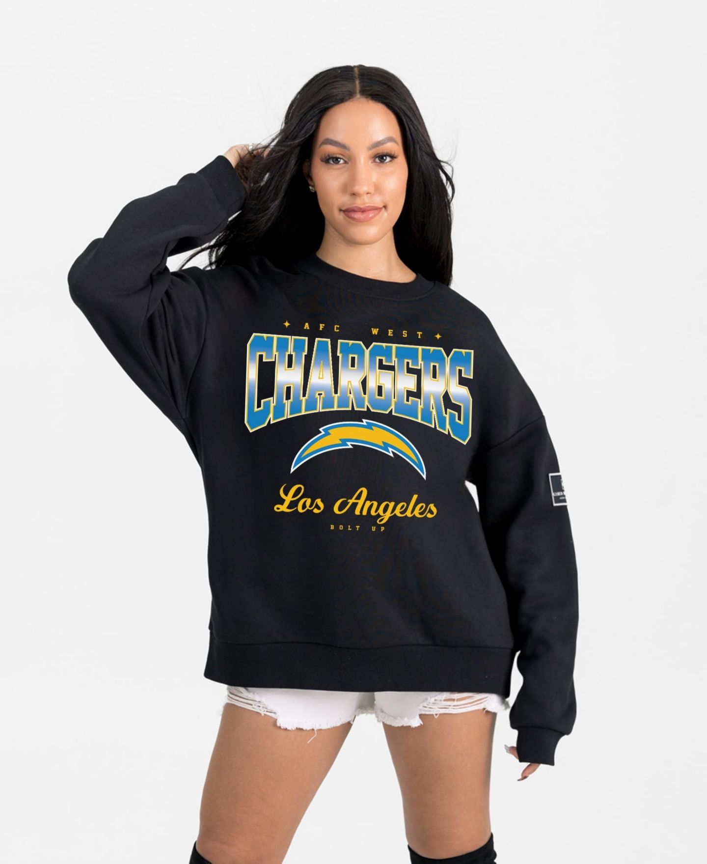 Женская толстовка Gameday Couture Black Los Angeles Chargers Powerhouse Play Premium Fleece — фото 5