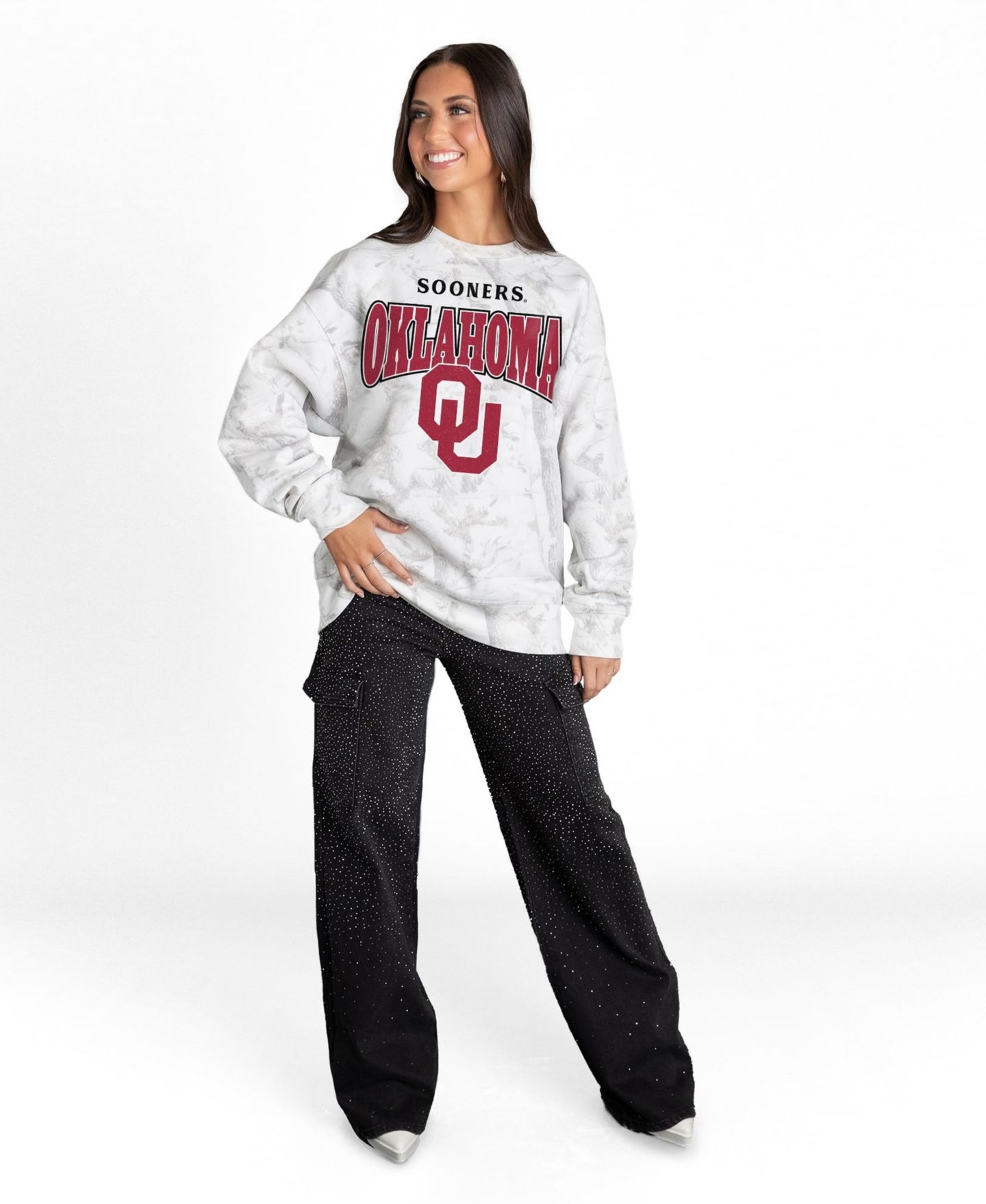 Женская толстовка Gameday Couture Ash Oklahoma Sooners Rally Ready Premium Fleece Camo — фото 4