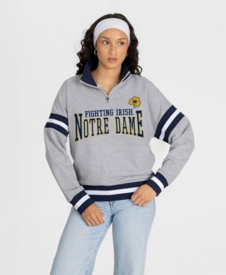 Women's Gray Notre Dame Fighting Irish Hold the Line Quarter-Zip Pullover