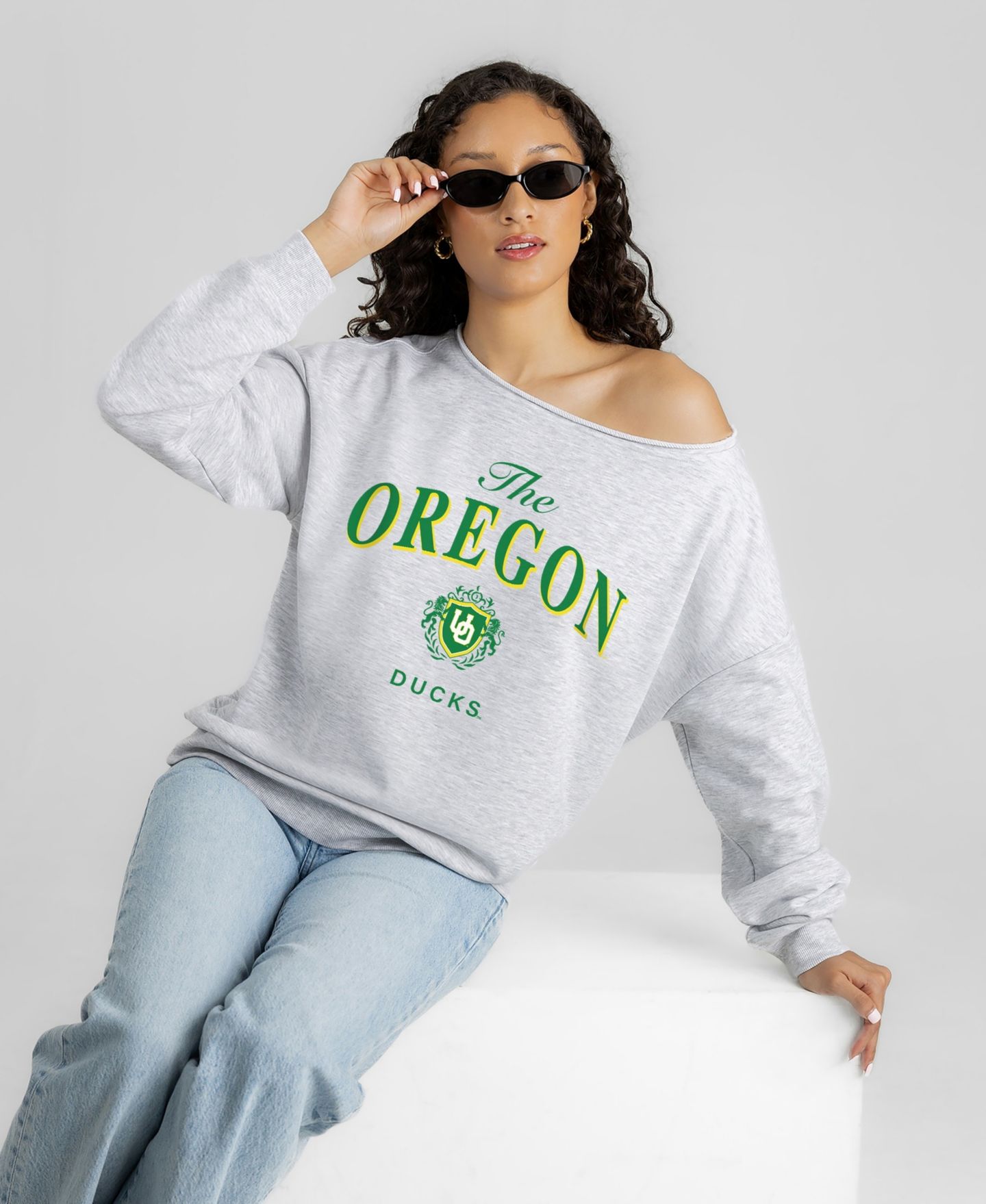 Женская толстовка Gameday Couture Ash Oregon Ducks Offsides Energy Off-Shoulder — фото 5