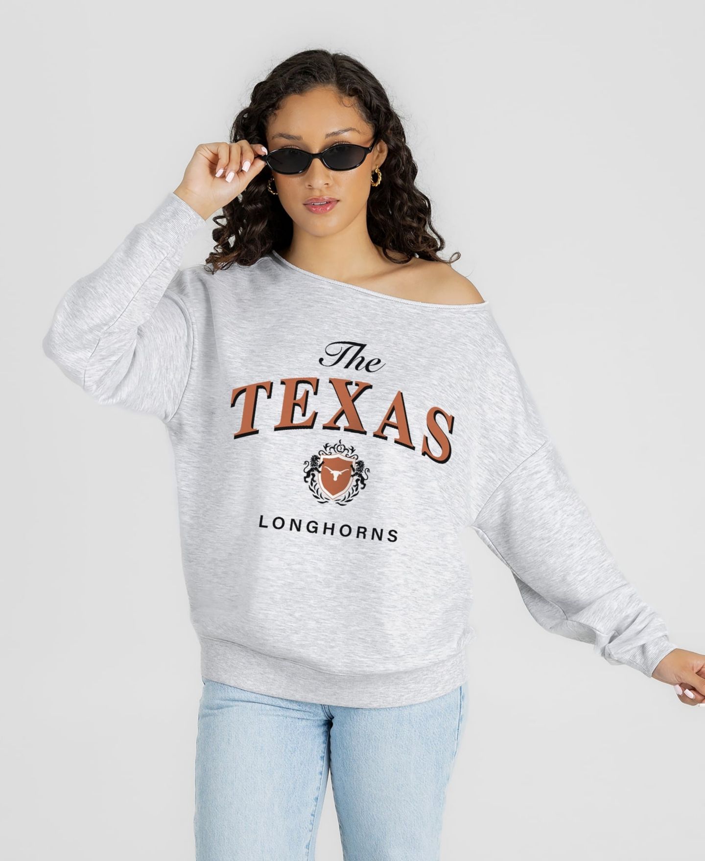 Женская толстовка Gameday Couture Ash Texas Longhorns Offsides Energy Off-Shoulder — фото 1