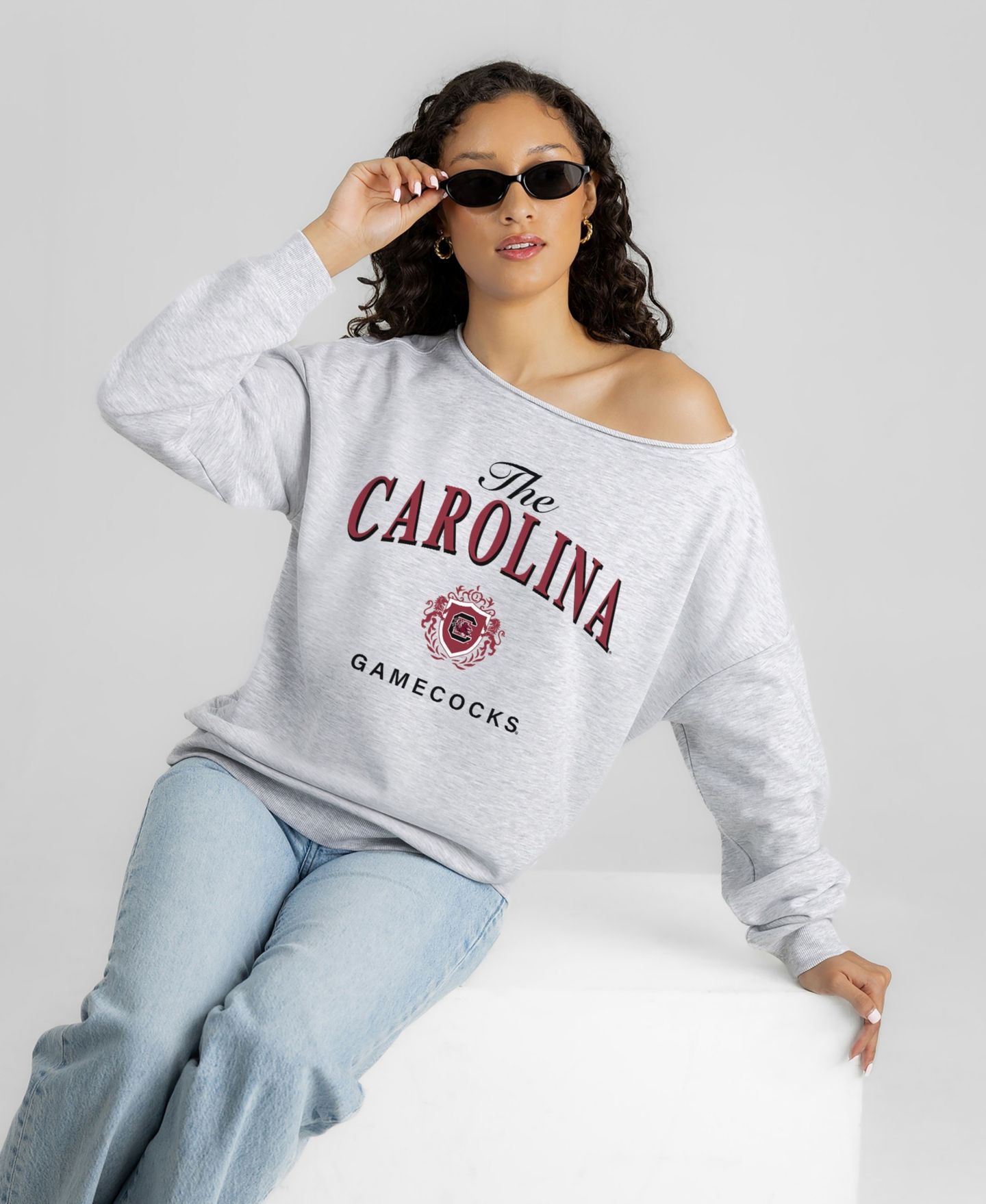 Женская толстовка Gameday Couture Ash South Carolina Gamecocks Offsides Energy Off-Shoulder — фото 5