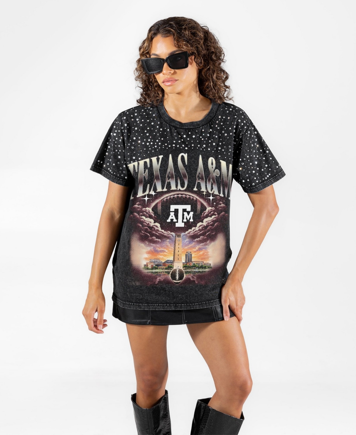 Gameday Couture Women's Black Texas A&M Aggies Sky's the Limit Washed Micro Rhinestone T-Shirt - Black