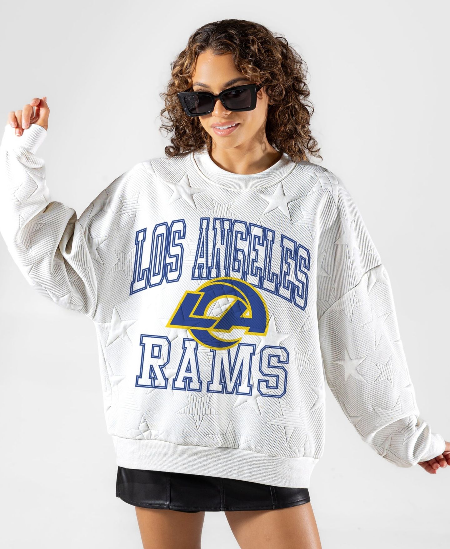 Женская толстовка Gameday Couture White Los Angeles Rams Big Play Energy Tonal Star Embossed — фото 4