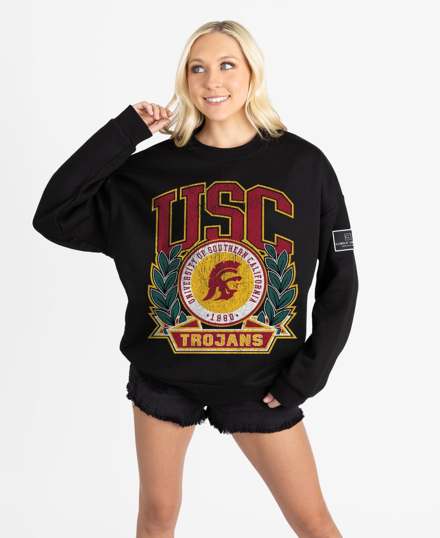 Женская толстовка Gameday Couture Black USC Trojans Oversized Victory Lane Black Label Premium Fleece — фото 1