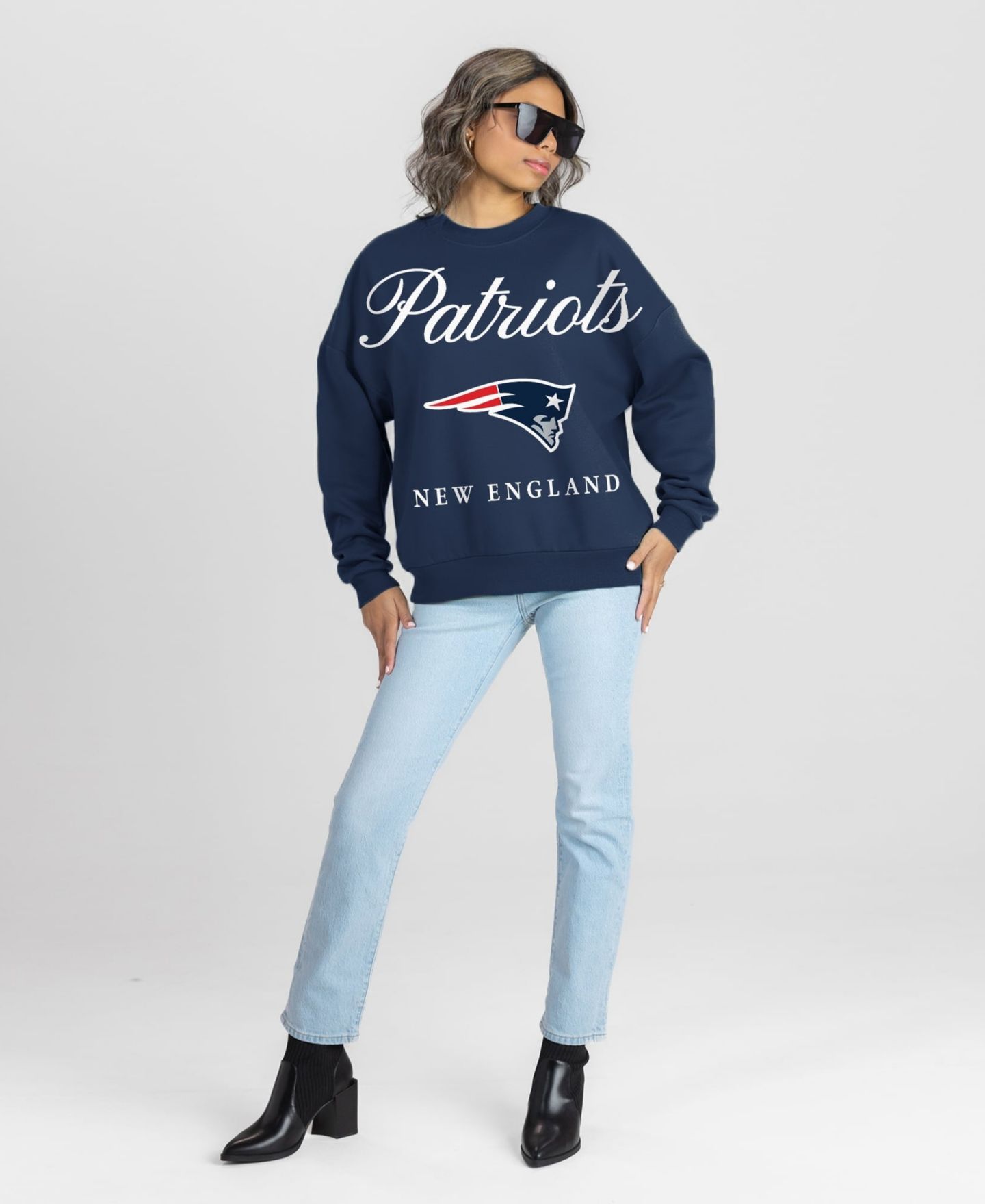 Женская толстовка Gameday Couture Navy New England Patriots Legacy Club Premium Fleece Drop Shoulder Oversized — фото 3