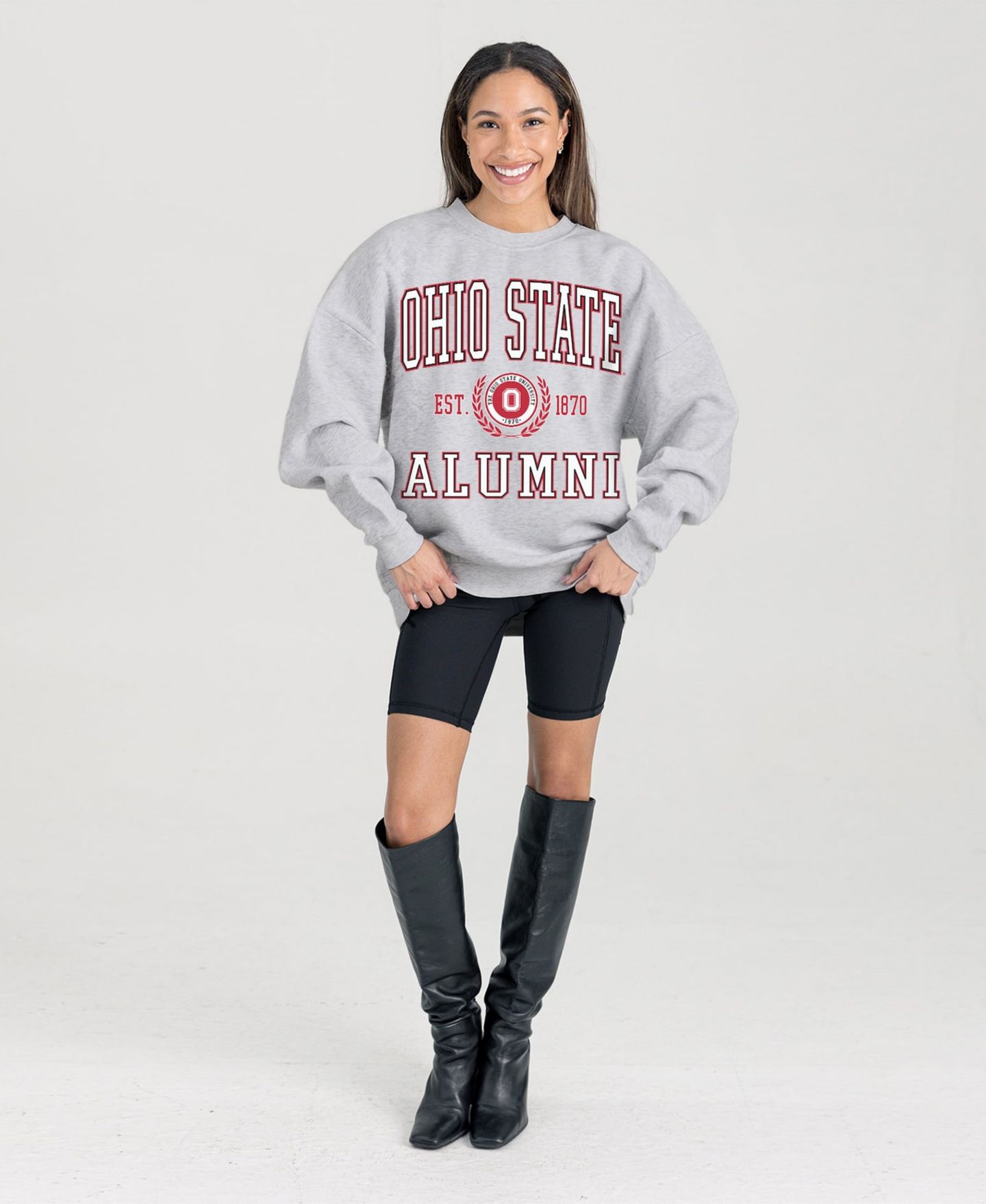 Женская толстовка Gameday Couture Ash Ohio State Buckeyes Degree Unlocked Oversized Premium Fleece — фото 4