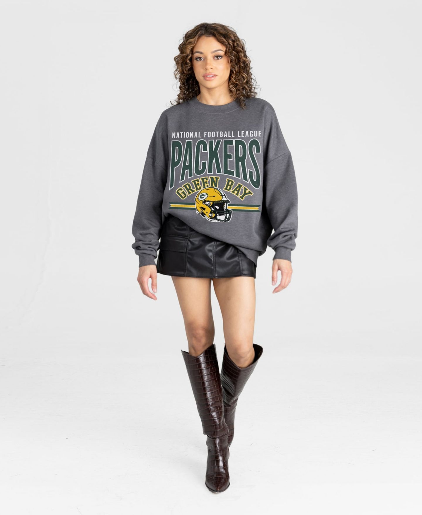 Женская толстовка Gameday Couture Charcoal Green Bay Packers Kickoff Classic Oversized Premium Drop Shoulder — фото 3