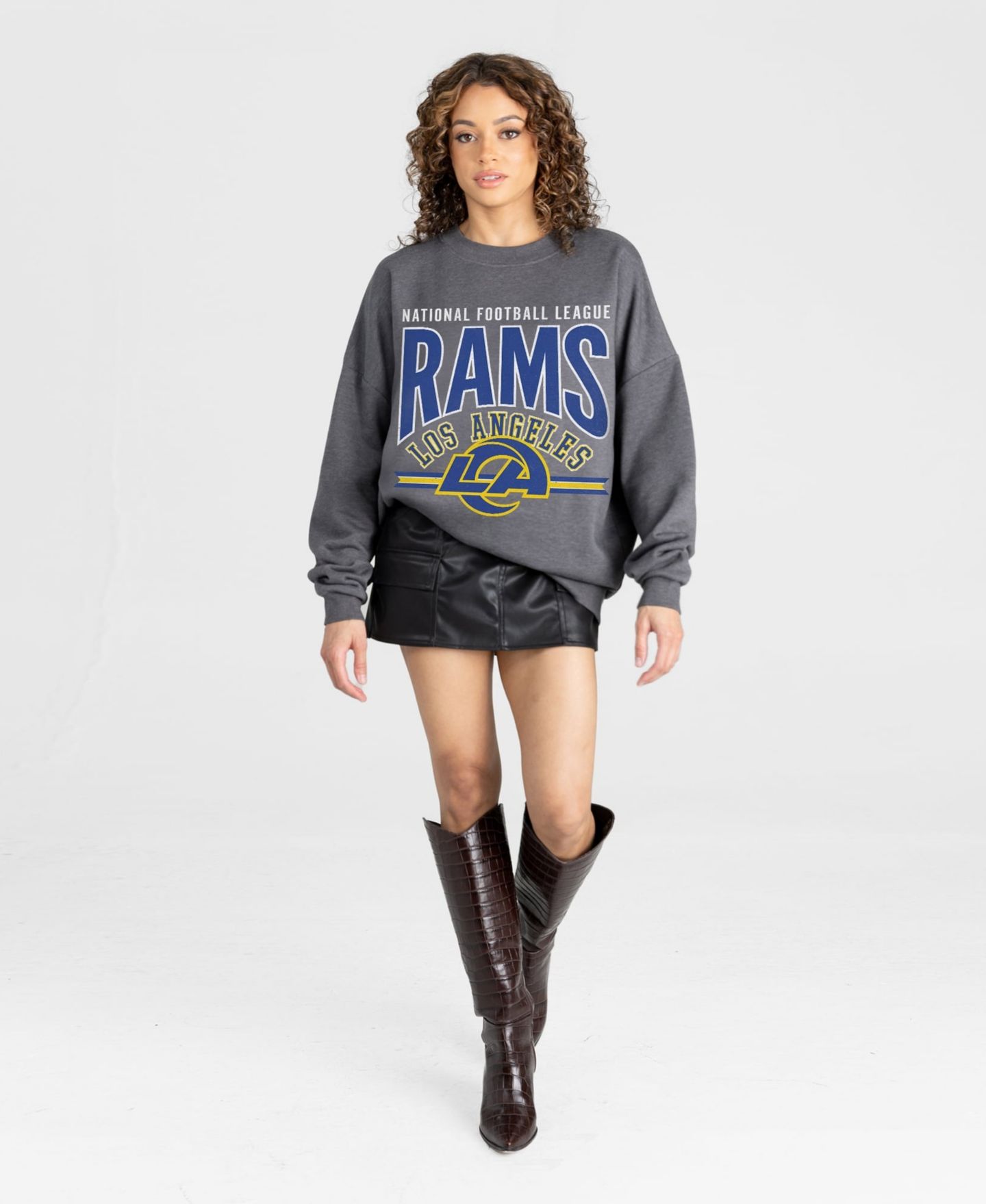 Женская толстовка Gameday Couture Charcoal Los Angeles Rams Kickoff Classic Oversized Premium Drop Shoulder — фото 3