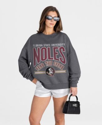 Women's Charcoal Florida State Seminoles Kickoff Classic Oversized Premium Drop Shoulder Sweatshirt
