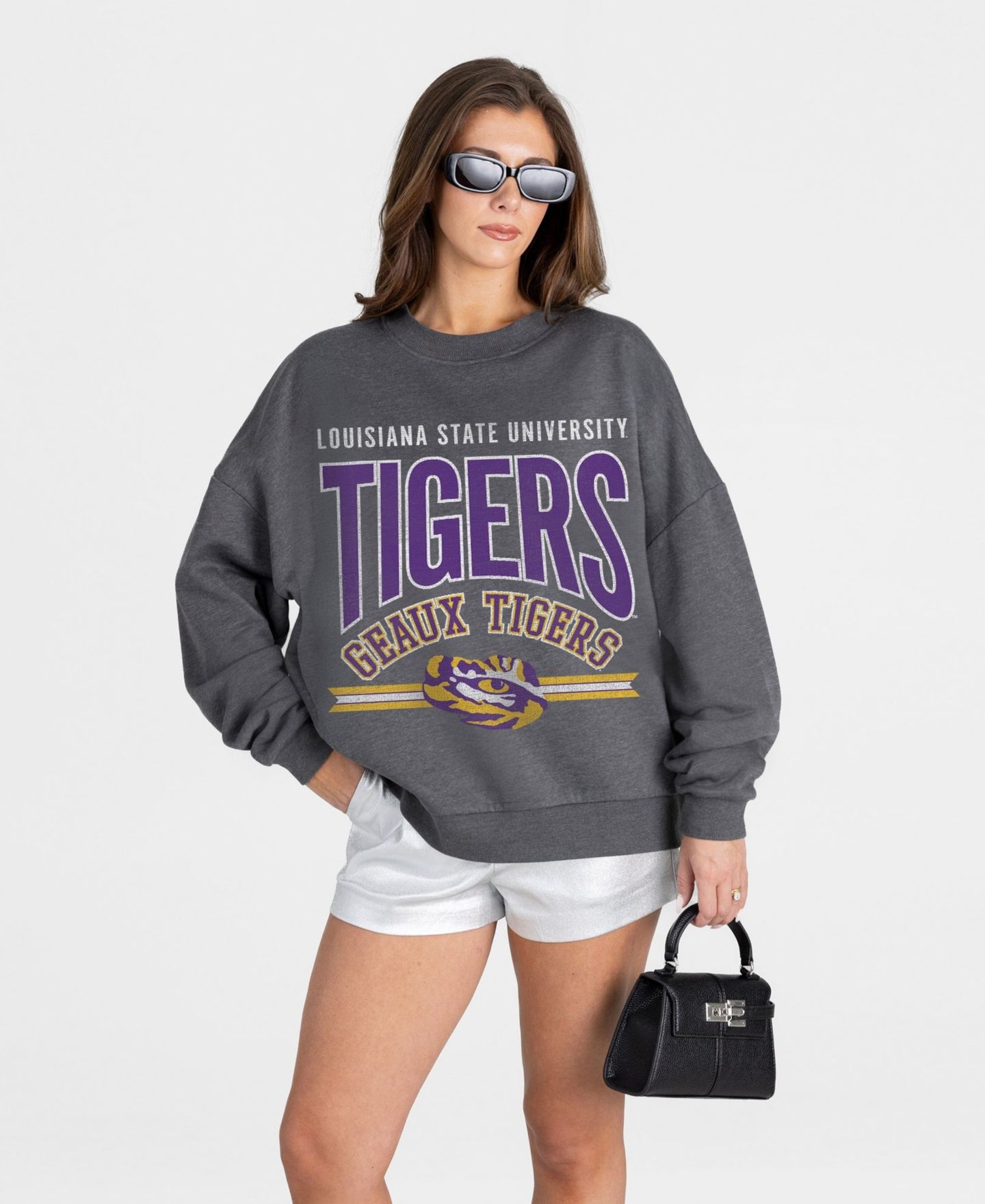 Женская толстовка Gameday Couture Charcoal LSU Tigers Kickoff Classic Oversized Premium Drop Shoulder — фото 1