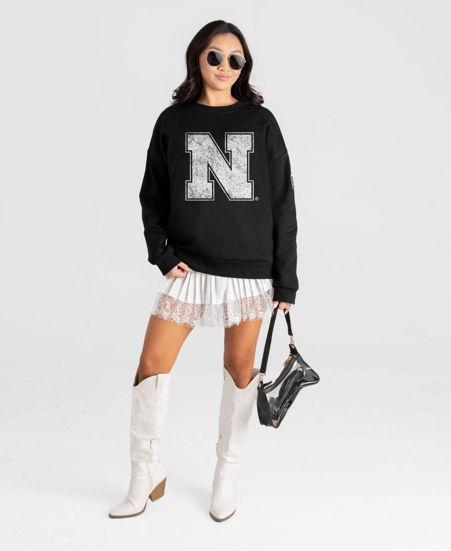 Женская толстовка Gameday Couture Black Nebraska Huskers Bold Move Black Label Premium Drop Shoulder — фото 3