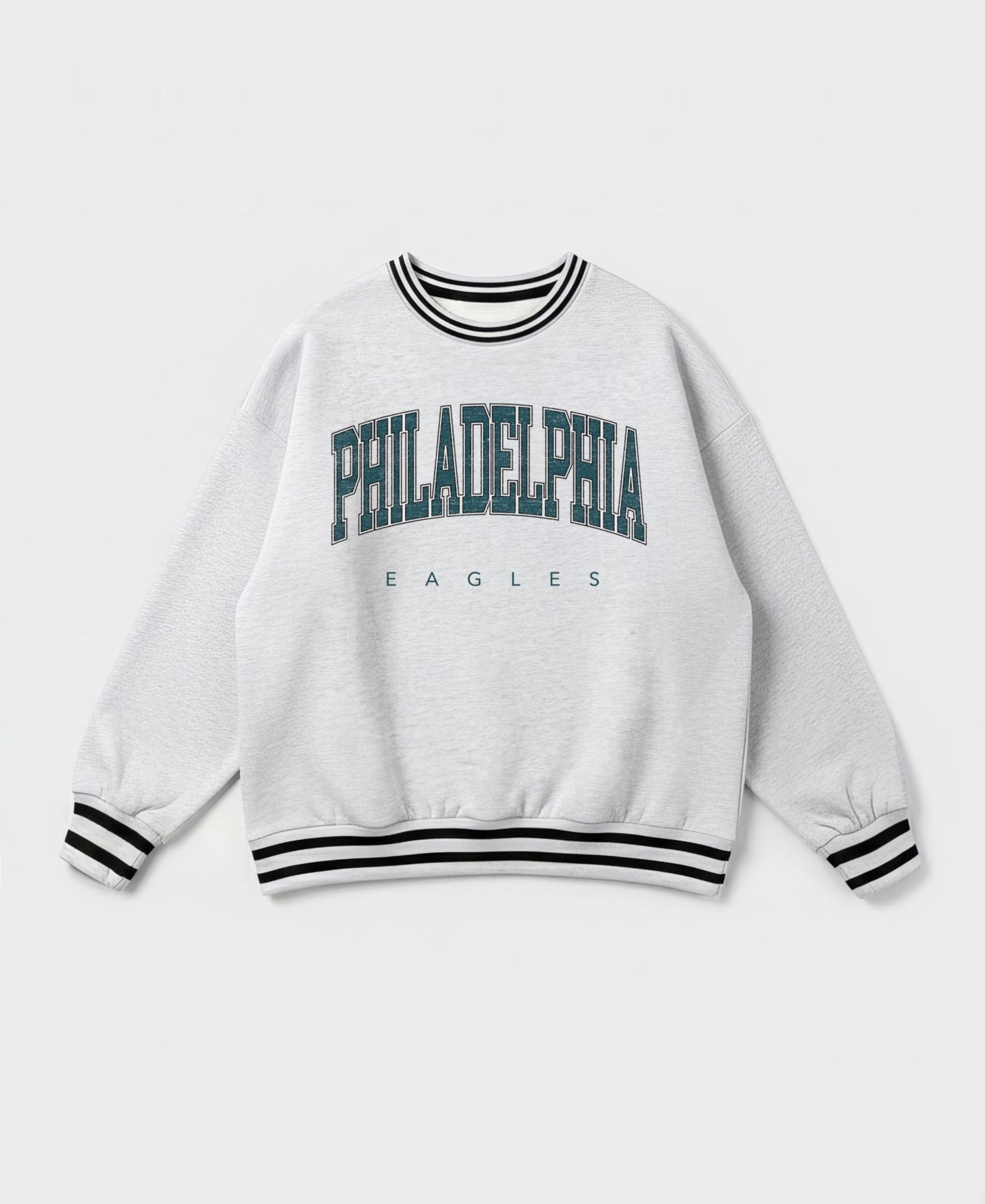 Женская толстовка Gameday Couture Ash Philadelphia Eagles Oversized Easy Energy Ringer Stripe — фото 5